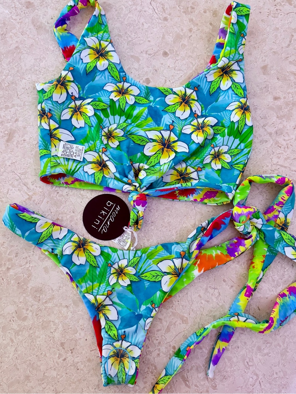 moana bikini Wild sport top & Wild side tie bikini set